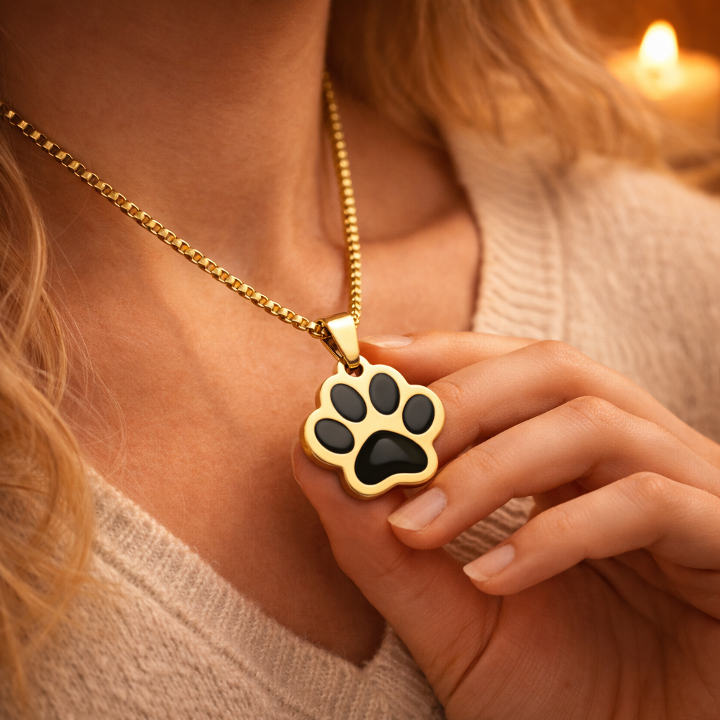 Collana Zampa Pet in Acciaio – Simbolo d’Amore per Cani e Gatti